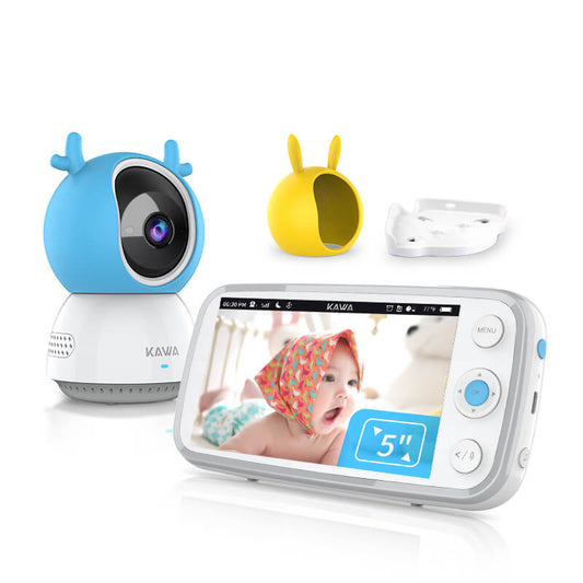 Baby Monitor S6 with Camera and Audio - KAWA 5" HD Display Video Baby Monitor with Night Vision, Temperature Sensor, 2-Way Audio, Pan Tilt Zoom, White Noise, Lullaby, 20 Hours Battery Life, 1000ft Range