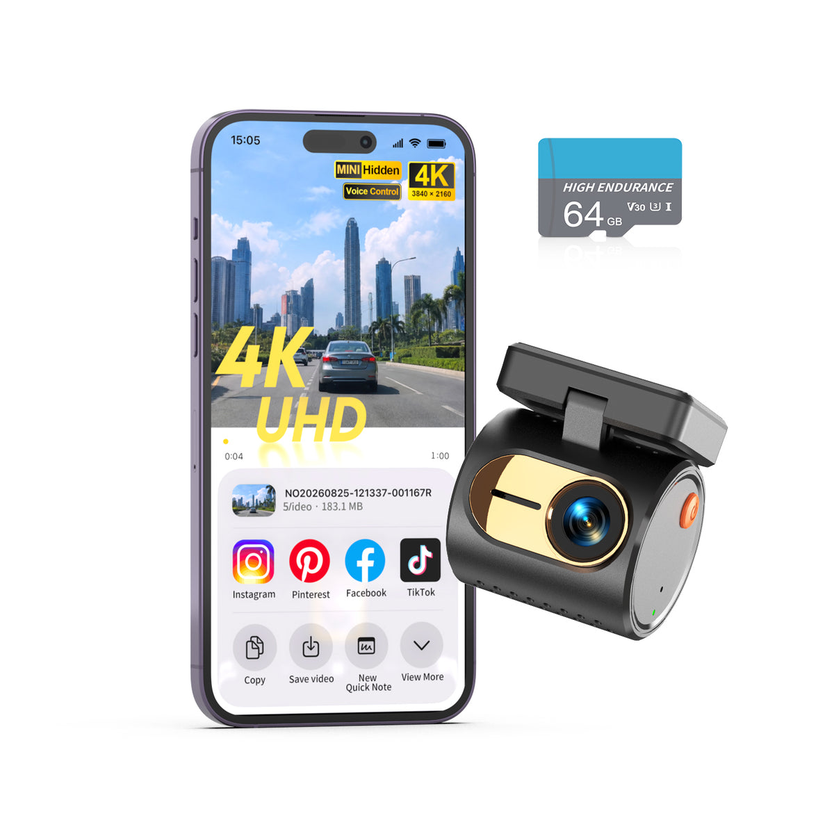 KAWA 4K MIN 3X Dash Cam (Front)