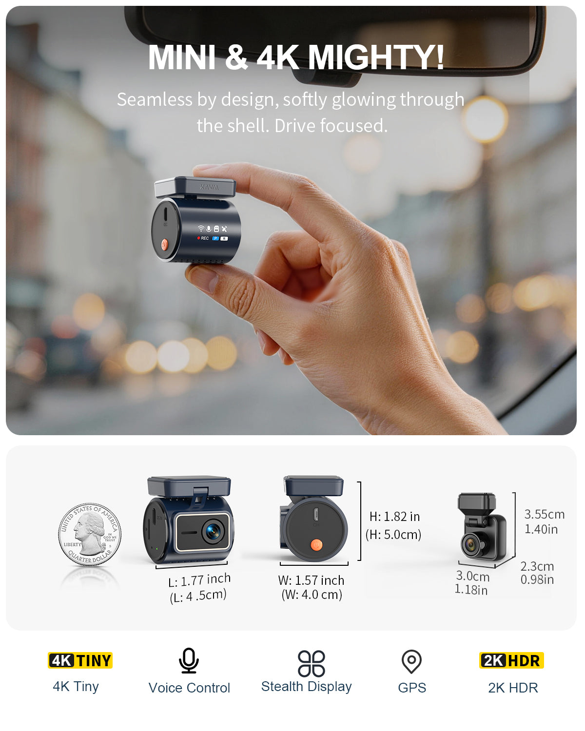 KAWA MINI 7 Pro 4K Dual Dash cam