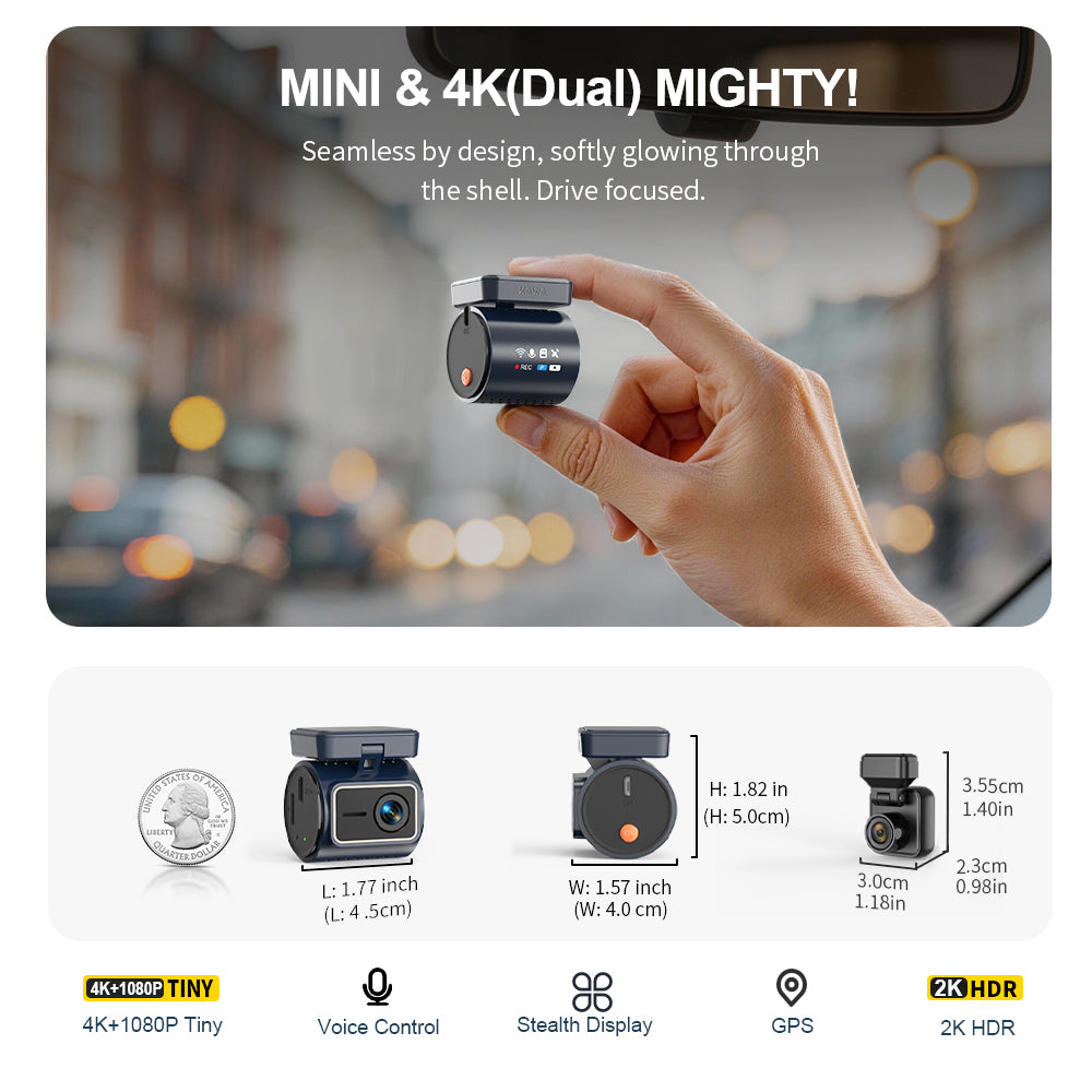 KAWA MINI 7 Pro 4K Dual Dash cam