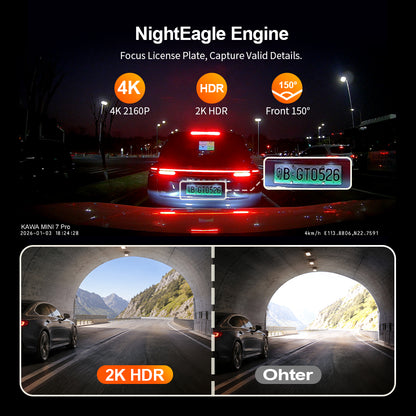 KAWA MINI 7 Pro 4K Dual Dash cam