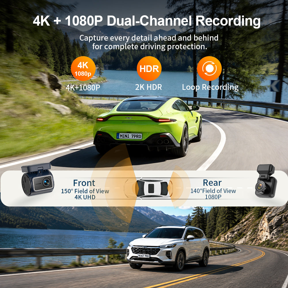 KAWA MINI 7 Pro 4K Dual Dash cam