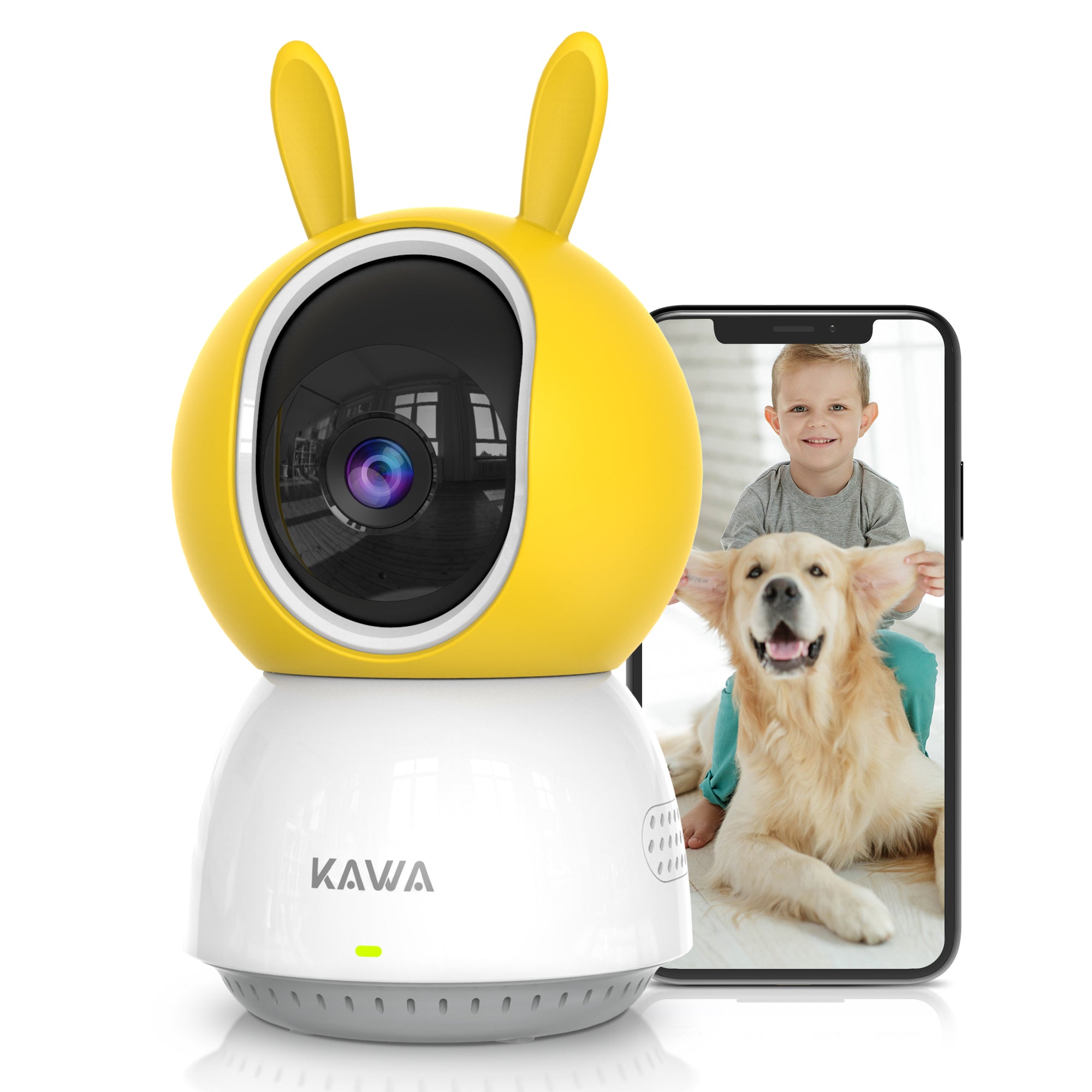 KAWA A6 Baby Monitor, 2K Indoor Security Camera, 2.4G WiFi 360 IP Cameras for Home Security, Pet Camera, 2-Way Audio, Night Vision, Motion Detection, Cloud/TF Card Storage, Works with Alexa