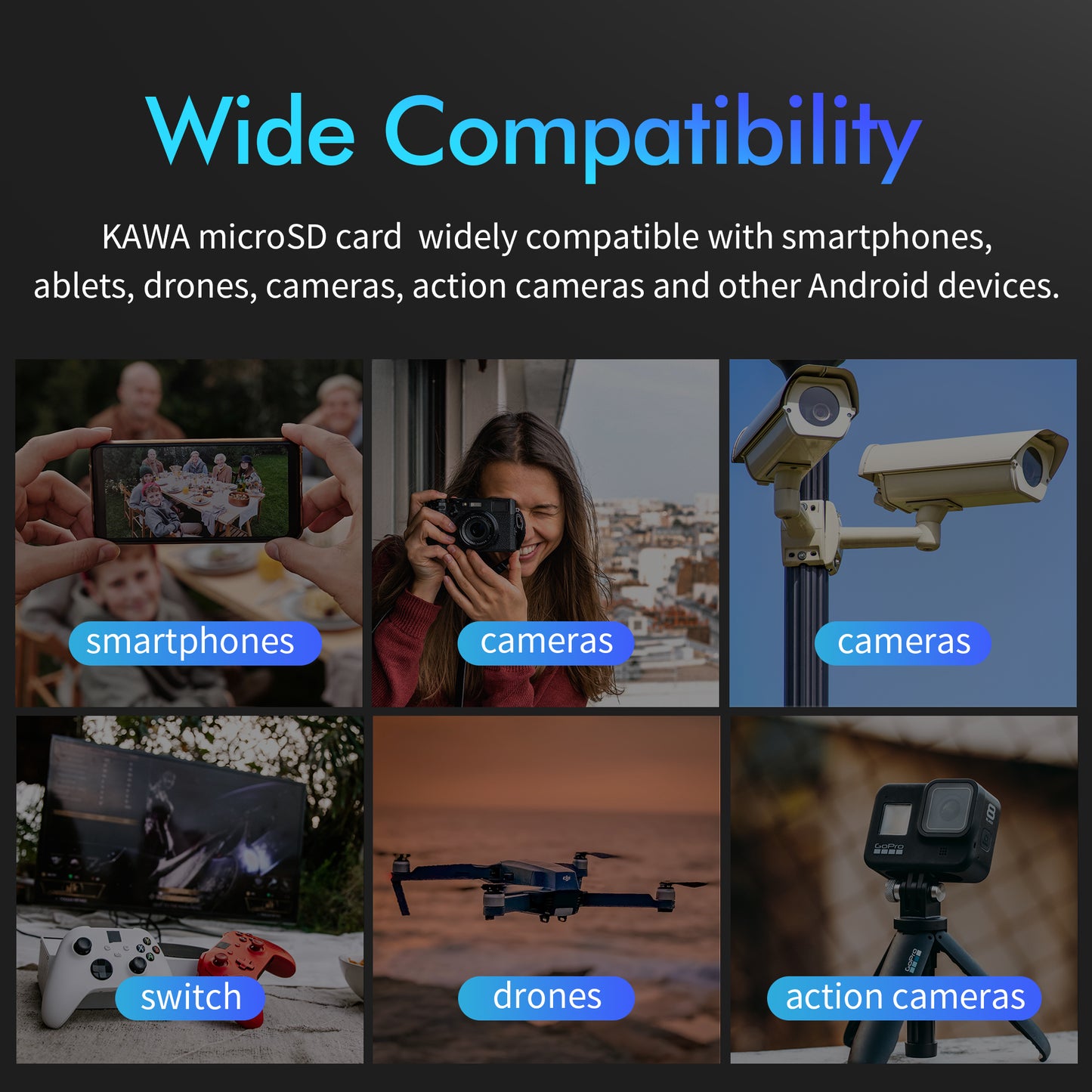 KAWA 64GB Micro SD Card TF Card Memory Record not only for KAWA Baby Monitor S7 & Dash Cam D6 & IP Camera A6